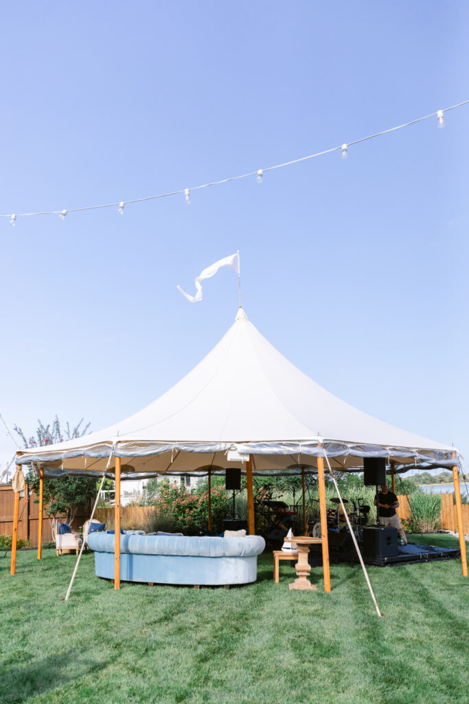 Band set up under a sperry tent 