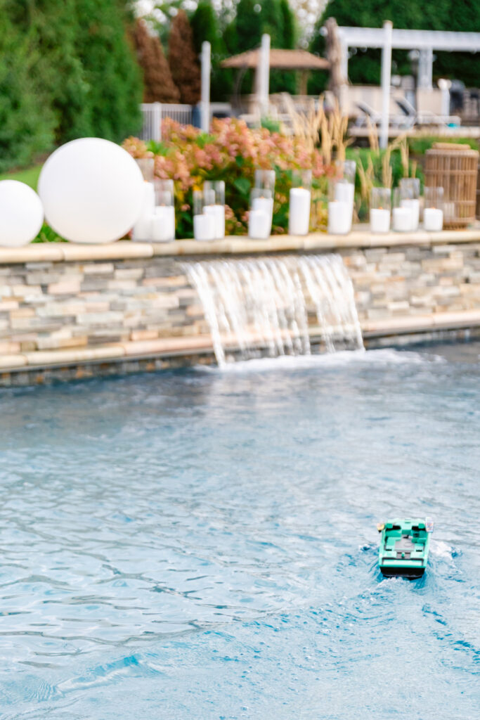 Toy boat in a pool