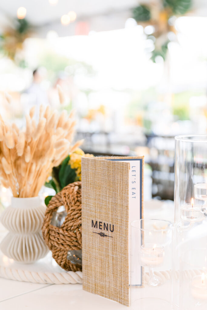 custom menu on a table