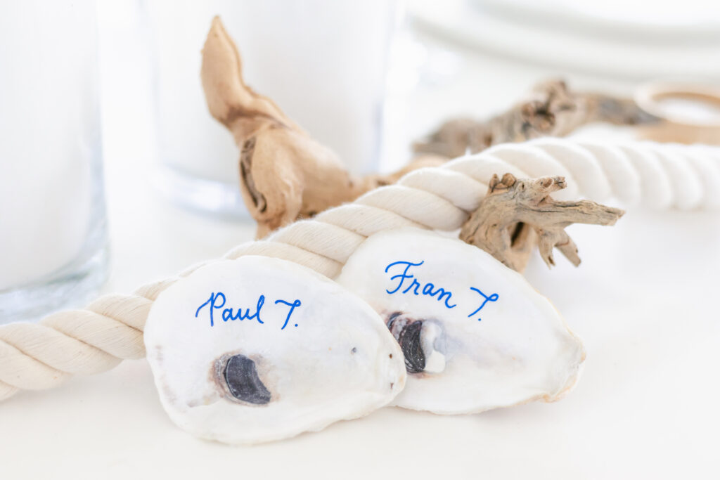 oyster shell seating name tags