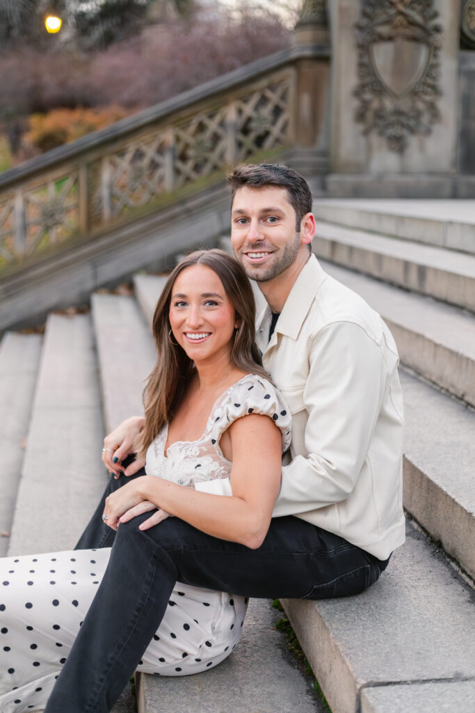 Couple sitting on Bethesda stairs