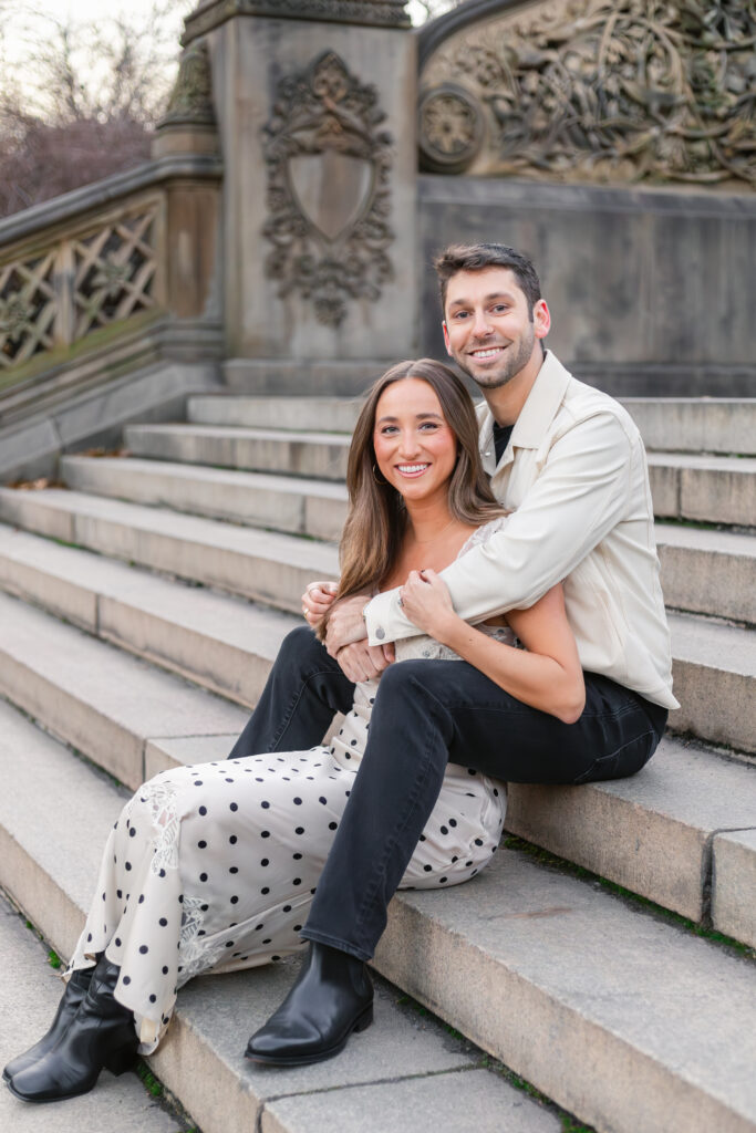 Couple posing on Bethesda stairs