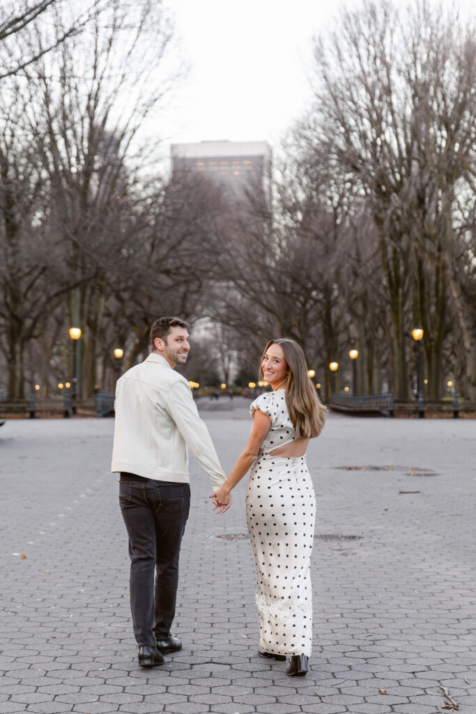 Couple walking at the central park mall