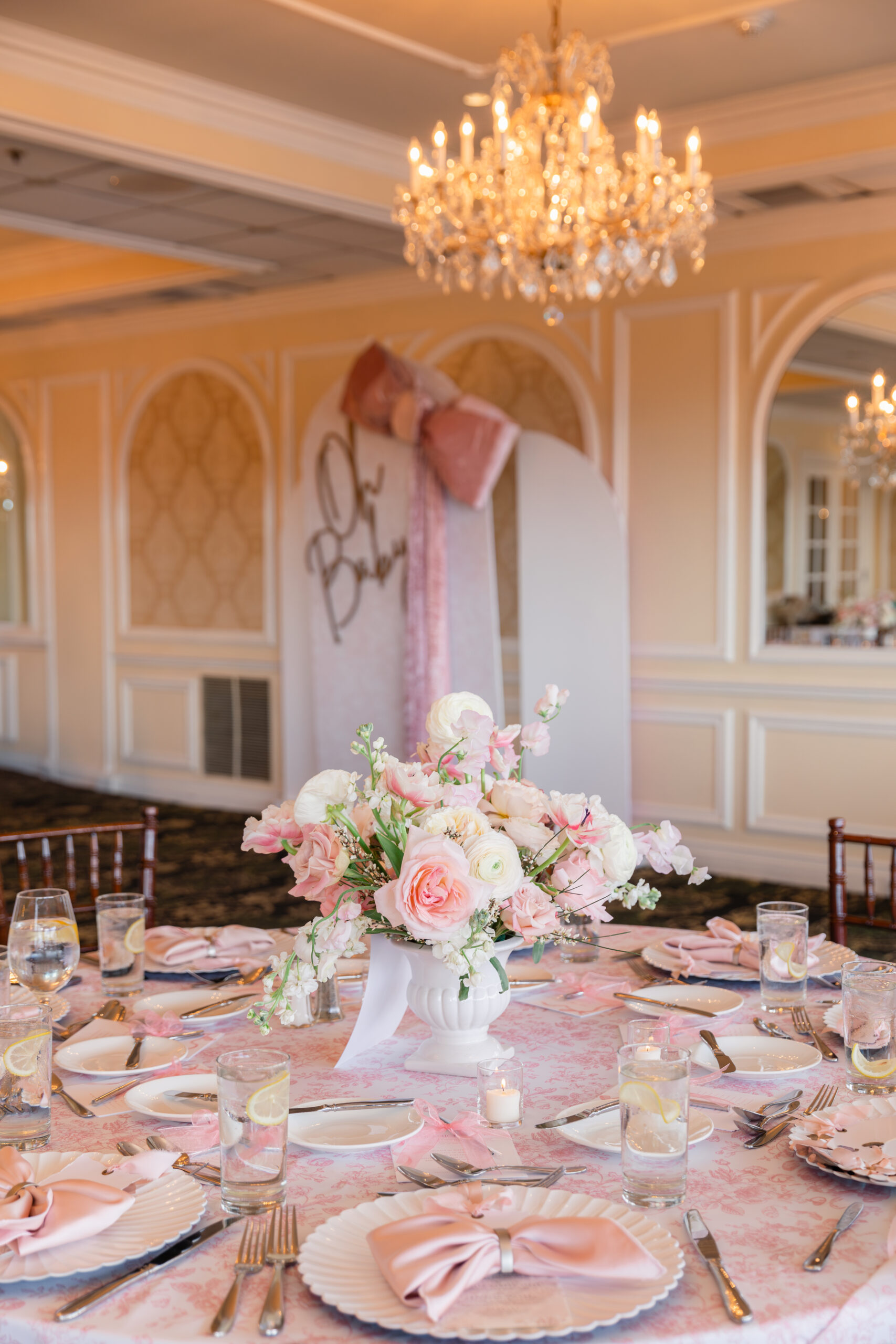 Pink Baby Shower Table Arrangement