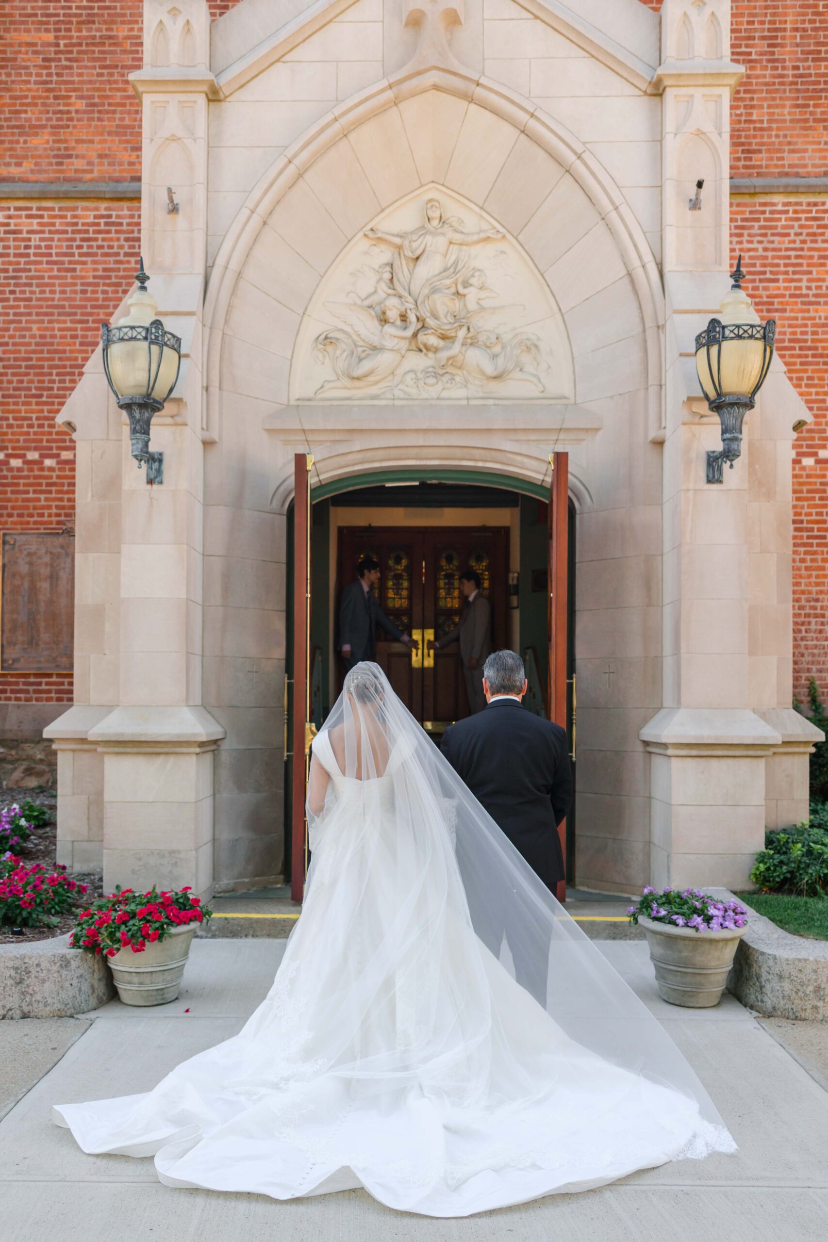 Back of the dress outside Church of the Assumption Morristown