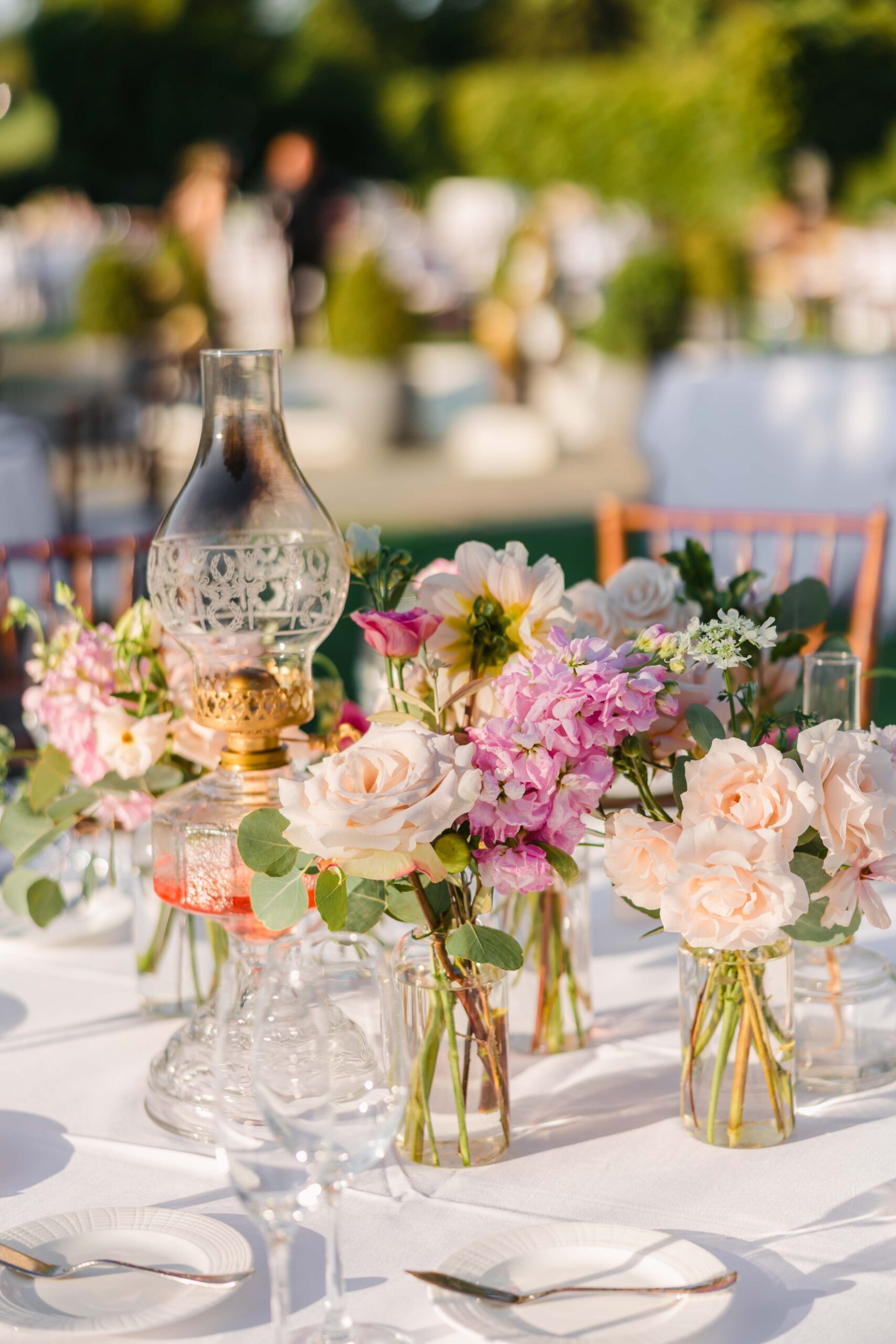 gas lamp wedding reception detail european themed wedding