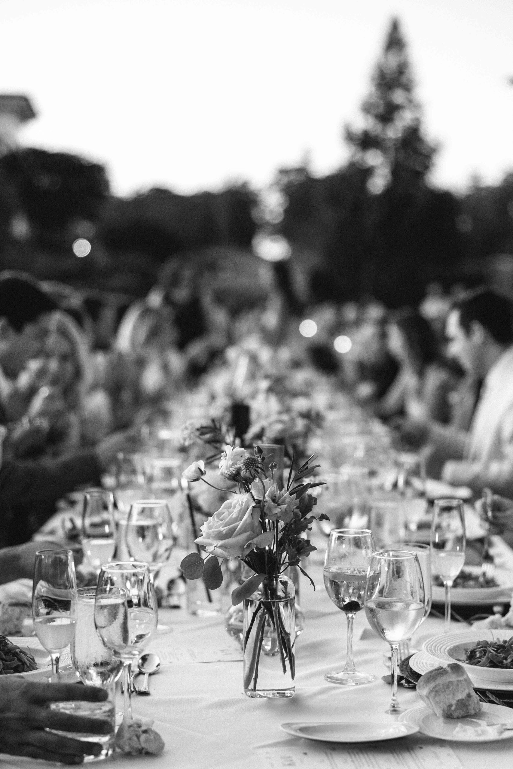 black and white al fresco dining photo