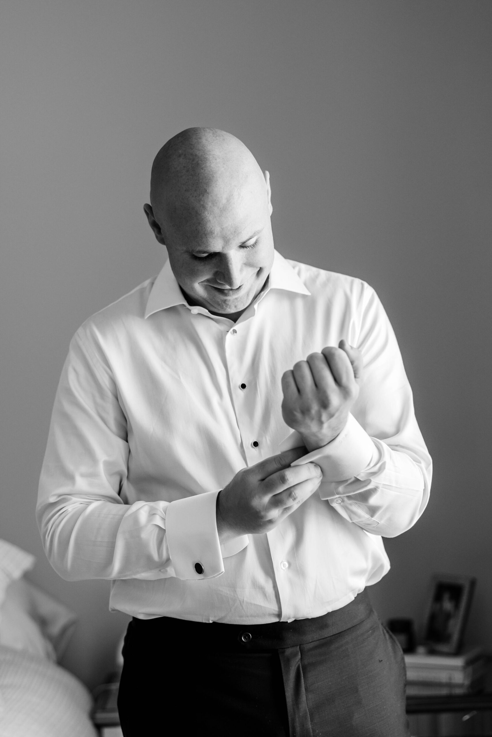 groom getting ready on wedding day