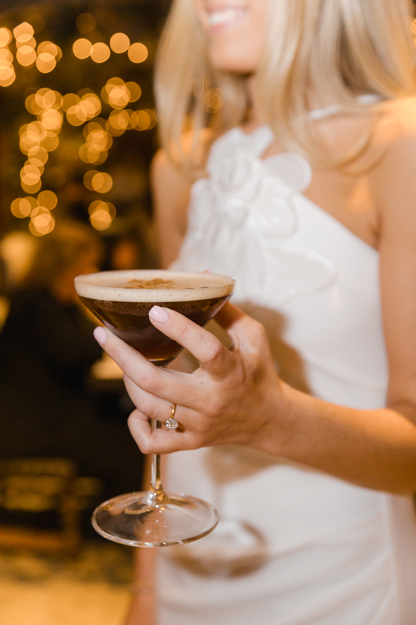 espresso martini and engagement ring